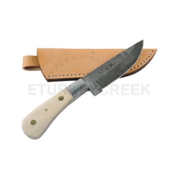 Wild Turkey Damascus collection 9"hunting knife with camel bone handle